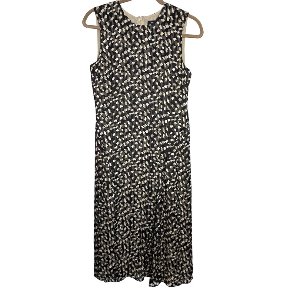 Theory Asymmetric Hemline Sleeveless Silk Shift Midi dress sz 4